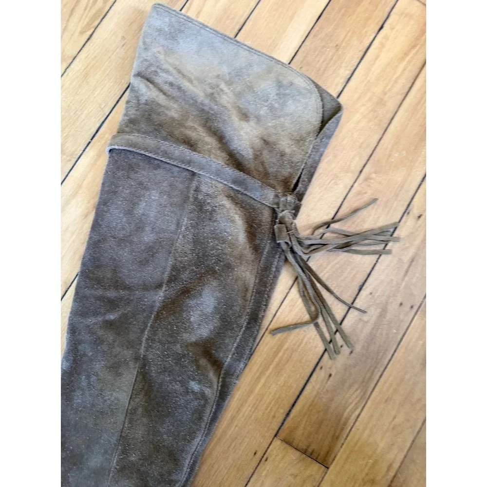 Frye Beige/khaki suede leather molly tassel over the knee‎ boots hippie boho